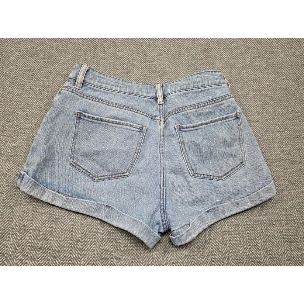 PacSun Mom Shorts Womens 28 Light Wash Blue High Waisted Cotton Denim Cuffed 90s